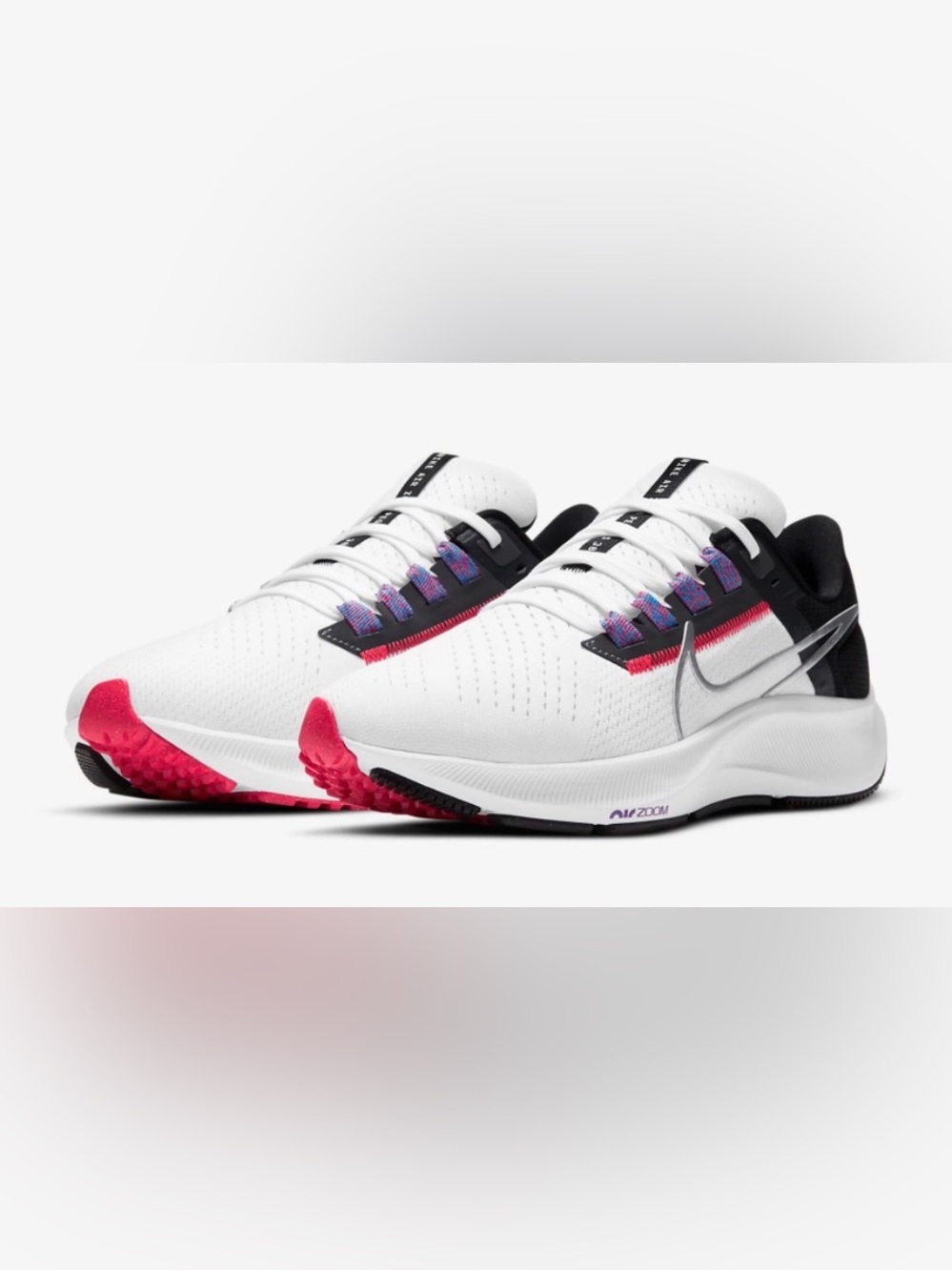 Nike Air Zoom Pegasus 38 Women’s Size 10 White Silver Running Shoes CW7358-101